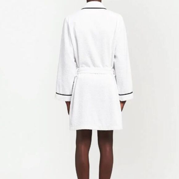 NWT Prada Triangle Logo White with Black Trim Unisex Robe Size XS - Picture 4 of 8